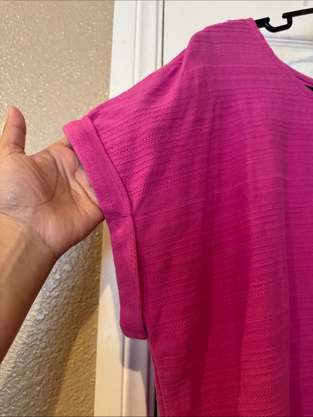 St. John's Bay Bright Fuchsia Short Sleeve Knit Tee - Picture 3 of 6